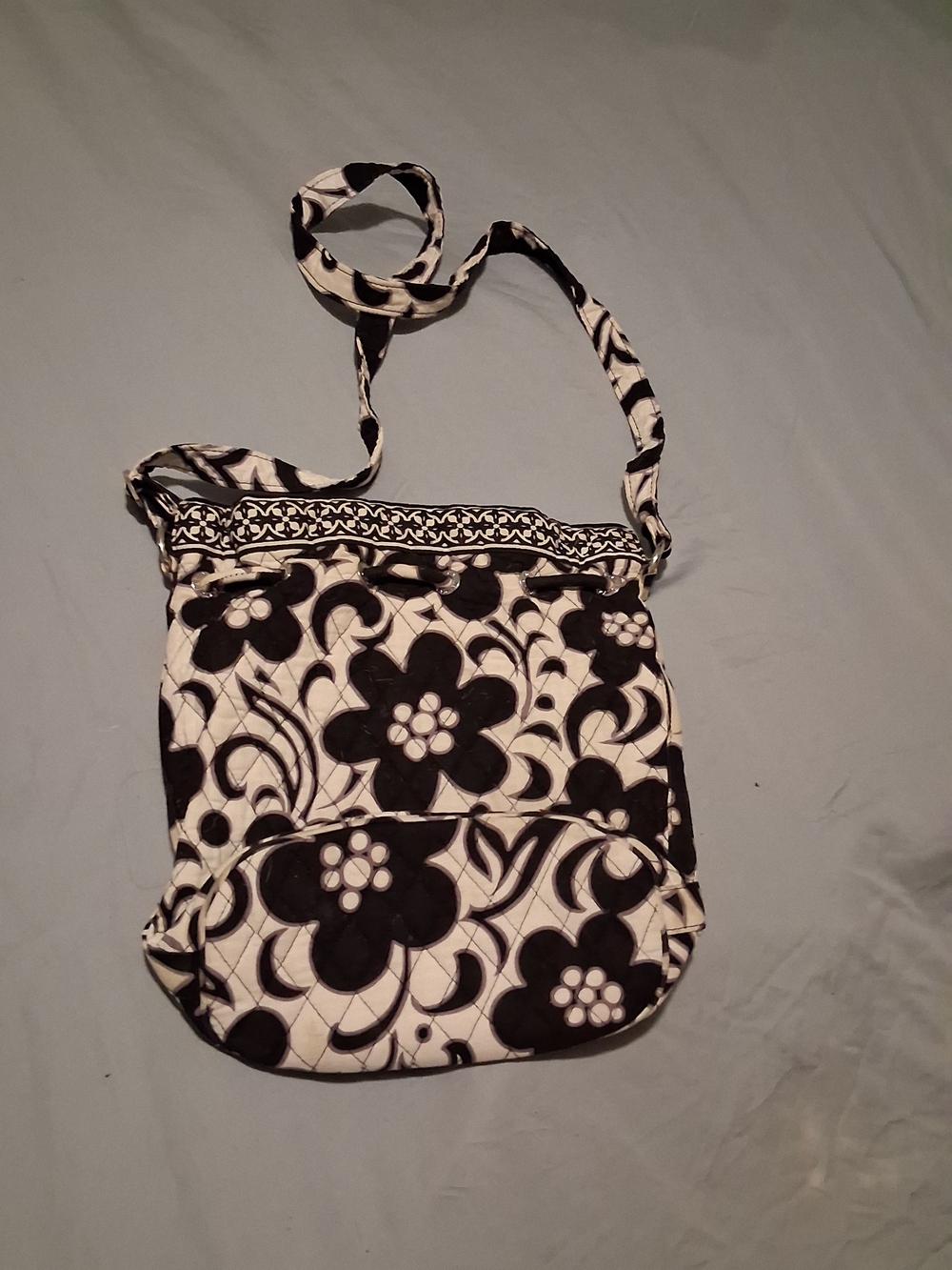 Vera Bradley Black & White Floral Quilted Crossbody